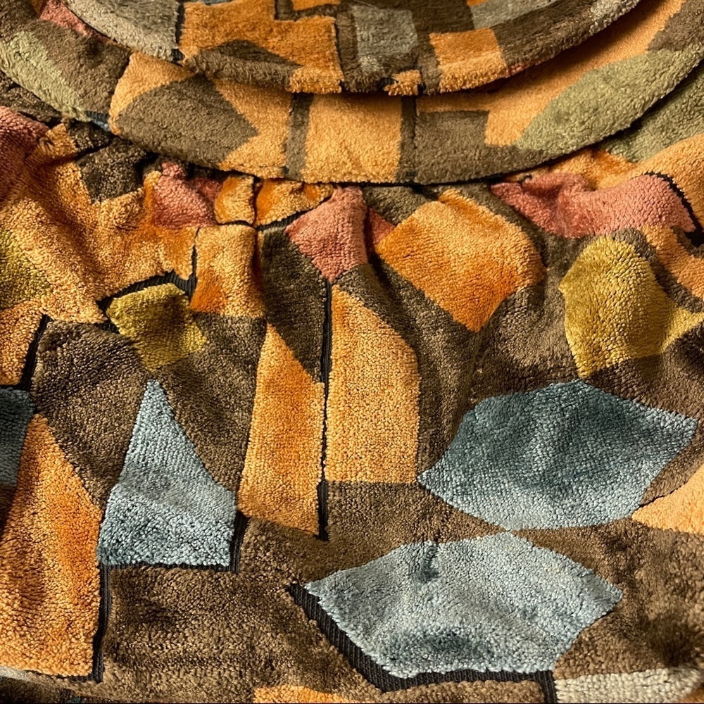 Vintage Velvet Brown Multi Patch Pattern Flap Clo… - image 3